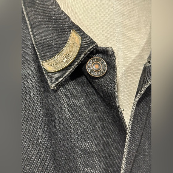 Rare VTG Levi’s Black Denim Jacket Harley-Davidson HOG Eagle Embroidered Patches - Picture 6 of 15